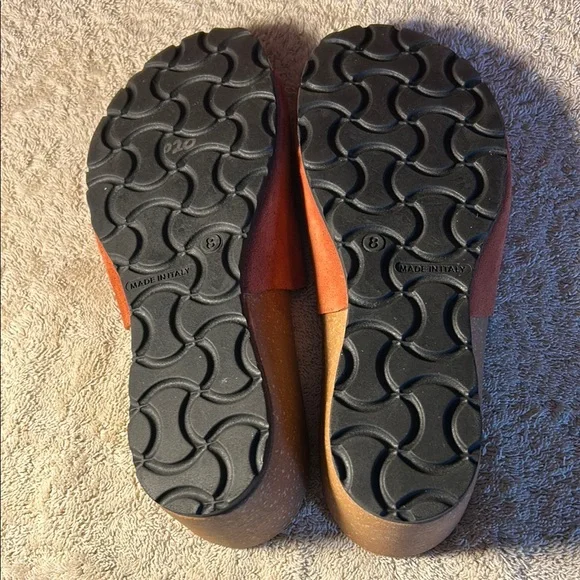 NWOT Marina Luna Orange Suede Slide Sandals - Picture 4 of 6